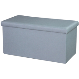 Home Source Grey Linen Foldable Storage Ottoman - thumbnail 2