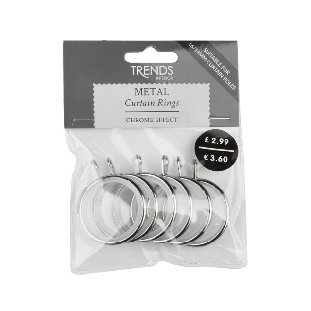 Metal Curtain Rings - Chrome / Fits 16 / 19 mm curtain poles - image 1