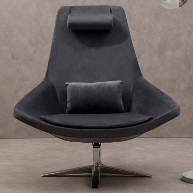 Premier Housewares Kalo Grey Velvet Swivel Lounge Chair - image 1