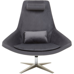 Premier Housewares Kalo Grey Velvet Swivel Lounge Chair - thumbnail 3
