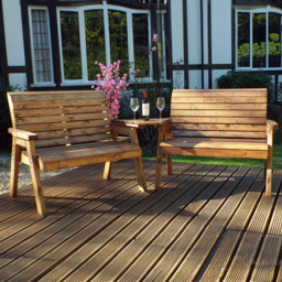 Charles Taylor 4 Seater Brown Angled Bench Set - thumbnail 1