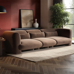 SOLACE+CO Maddox Chocolate 4 Seater Velvet Sofa - thumbnail 1