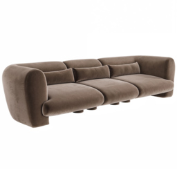 SOLACE+CO Maddox Chocolate 4 Seater Velvet Sofa - thumbnail 2