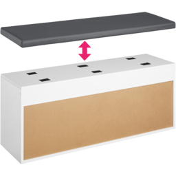 tectake Natalya White 4 Compartment Shoe Bench with Soft Cushion - thumbnail 4