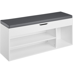 tectake Natalya White 4 Compartment Shoe Bench with Soft Cushion - thumbnail 2