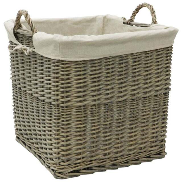 JVL Willow Antique Wash Log Basket with Liner - image 1