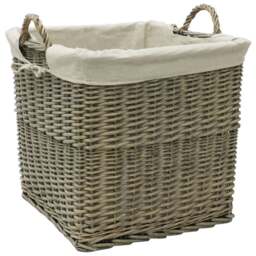 JVL Willow Antique Wash Log Basket with Liner