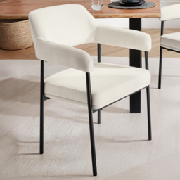 tectake Doe White Woven Fabric Armchair Set of 2