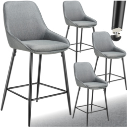 tectake Sierra Set of 4 Grey and Black Woven Fabric Padded Bar Stools - thumbnail 2