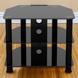 AVF Classic 2 Shelf Black Glass Corner TV Unit with Cable Management