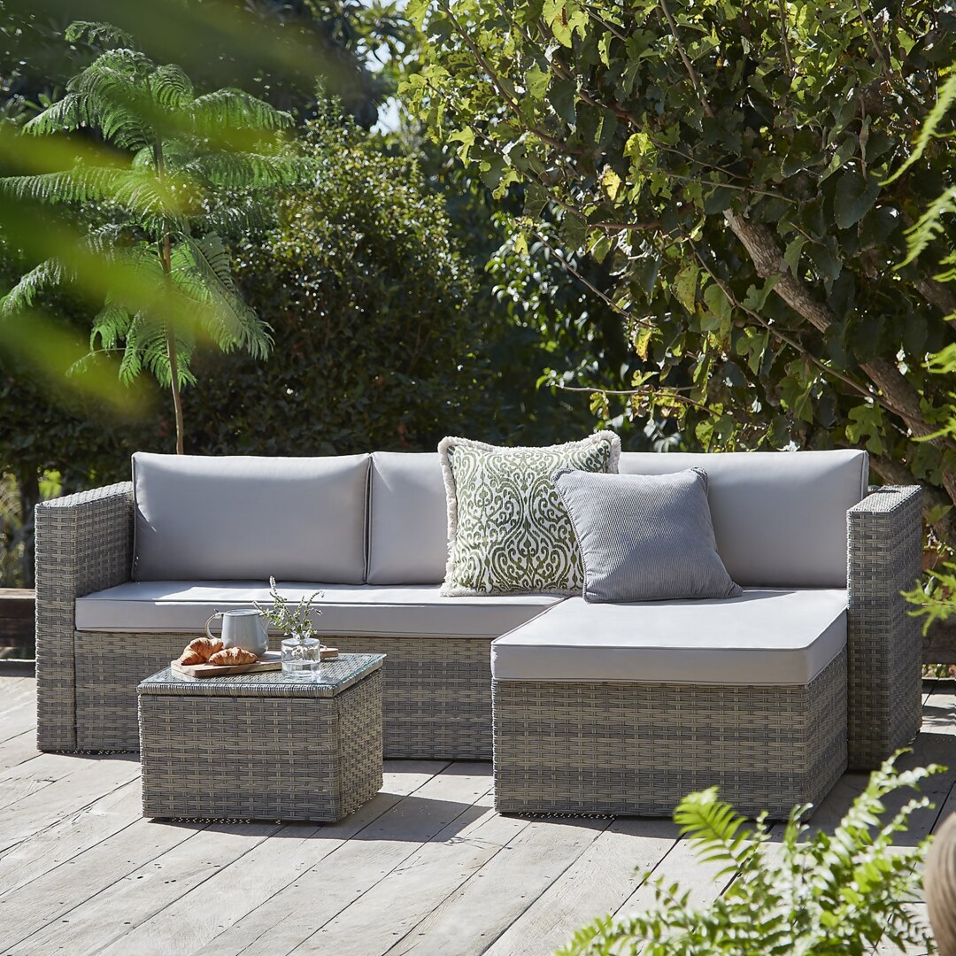 Alexandria Rattan Effect Garden Corner Sofa Set, No Tools