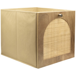 Homebase Timber Fronted Dark Oak Effect Rattan Cube Storage Insert 2 Pack - thumbnail 4
