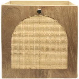 Homebase Timber Fronted Dark Oak Effect Rattan Cube Storage Insert 2 Pack - thumbnail 3