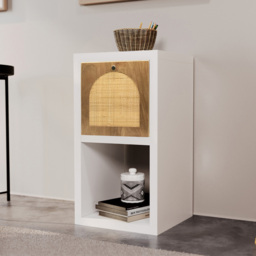Homebase Timber Fronted Dark Oak Effect Rattan Cube Storage Insert 2 Pack - thumbnail 2