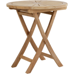Charles Bentley Teak Wood Foldable Round Slatted Sundial Top Garden Bistro Table - thumbnail 2
