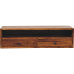 Artisan Furniture Lunar Chestnut 2 Drawer Single Shelf Solid Wood Wall-Mounted Media Unit - thumbnail 2