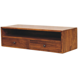 Artisan Furniture Lunar Chestnut 2 Drawer Single Shelf Solid Wood Wall-Mounted Media Unit - thumbnail 3