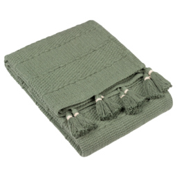 Yard Caliche Khaki Green Woven Tasselled Throw 130 x 180cm - thumbnail 1