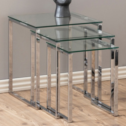Florence Katrine Glass Top Nest of Tables Set of 3