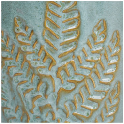 Ivyline Kew Teal Stoneware Fern Embossed Reactive Glaze Indoor Planter 18cm - thumbnail 4
