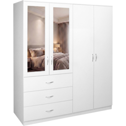 Vida Designs Riano White 4 Door 3 Drawer Mirrored Wardrobe - thumbnail 2