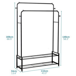 House of Home Double Clothes Rail 3.5 x 5.5ft - thumbnail 4