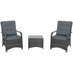Outsunny Sofa Table Bistro Set Grey - thumbnail 2