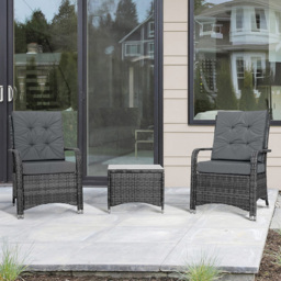 Outsunny Sofa Table Bistro Set Grey - thumbnail 1