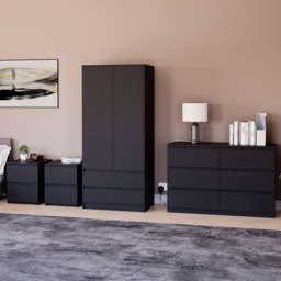 Vida Designs Denver 4 Piece Black Bedroom Furniture Set
