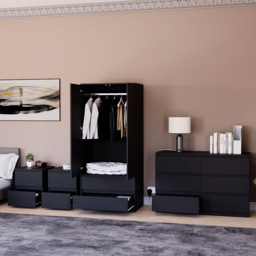 Vida Designs Denver 4 Piece Black Bedroom Furniture Set - thumbnail 4