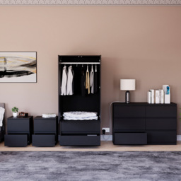 Vida Designs Denver 4 Piece Black Bedroom Furniture Set - thumbnail 3
