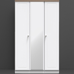 Crowndale Norfolk 3 Door White Ash and Bardolino Oak Mirror Wardrobe