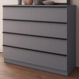 FWStyle Lania 8 Drawer Dark Grey Scalloped Chest Of Drawers - thumbnail 1