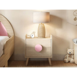 Flair Noah Oak and Pink 2 Drawer Bedside Table - thumbnail 4