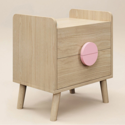 Flair Noah Oak and Pink 2 Drawer Bedside Table - thumbnail 2