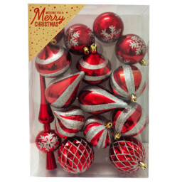 Candy Cane Lane Red and Silver Baubles 15 Pack