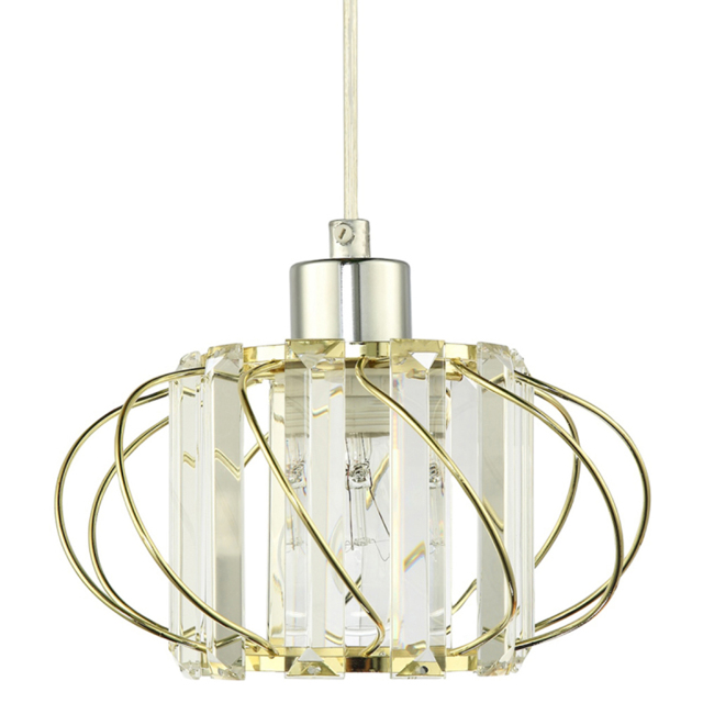 Happy Homewares Gold Frame Pendant Shade with Clear Acrylic Rectangular Prims - image 1