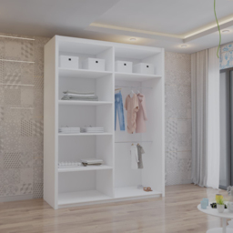 M N Furniture Venece 2 Door White Mirrored Sliding Wardrobe 180cm - thumbnail 3