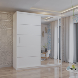 M N Furniture Venece 2 Door White Mirrored Sliding Wardrobe 180cm - thumbnail 4