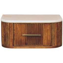 Artisan Furniture Beaumont Brown and White Single Drawer Solid Wood Wall-Mounted Bedside Table - thumbnail 2