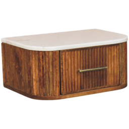 Artisan Furniture Beaumont Brown and White Single Drawer Solid Wood Wall-Mounted Bedside Table - thumbnail 3