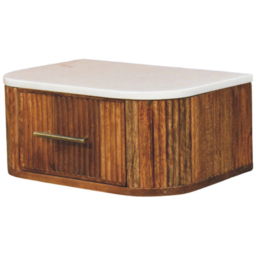 Artisan Furniture Beaumont Brown and White Single Drawer Solid Wood Wall-Mounted Bedside Table - thumbnail 4