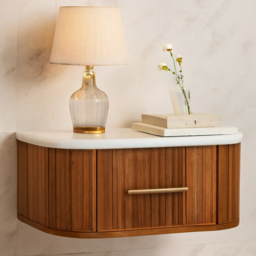 Artisan Furniture Beaumont Brown and White Single Drawer Solid Wood Wall-Mounted Bedside Table - thumbnail 1