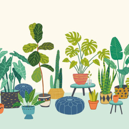 Origin Murals Houseplant Pots Blue Wall Mural - thumbnail 2