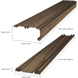 Spacepro 106 inch Walnut Sliding Wardrobe Track Set 2692mm - thumbnail 3