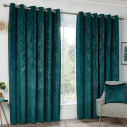Divante Avery Velvet Eyelet Curtain Teal 229 x 229cm