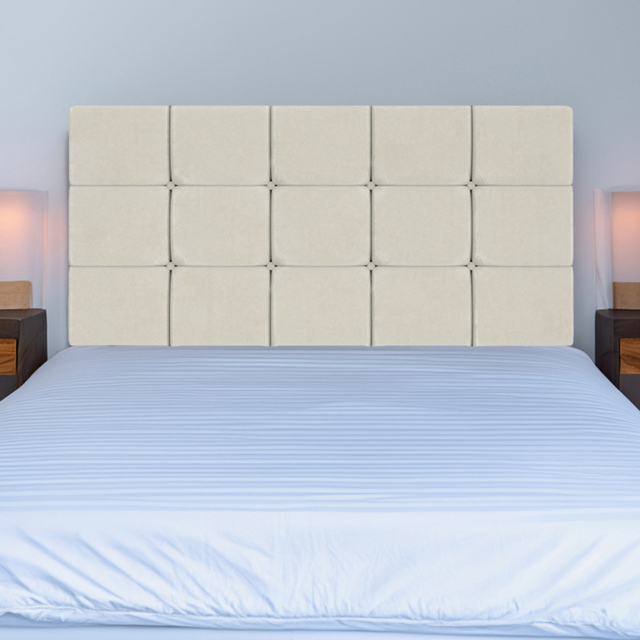 Bedmaster Pearl King Size Cream Naples Velvet Squared Headboard - image 1