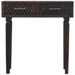 Artisan Furniture Cadiz Velvet Mocha 2 Drawer Solid Wood Carved Slim Console Table - thumbnail 2