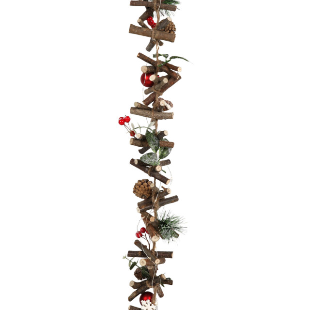 LED Snowflake and Berry Garland - Natural - image 1