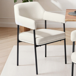 tectake Doe White Woven Fabric Armchair Set of 4